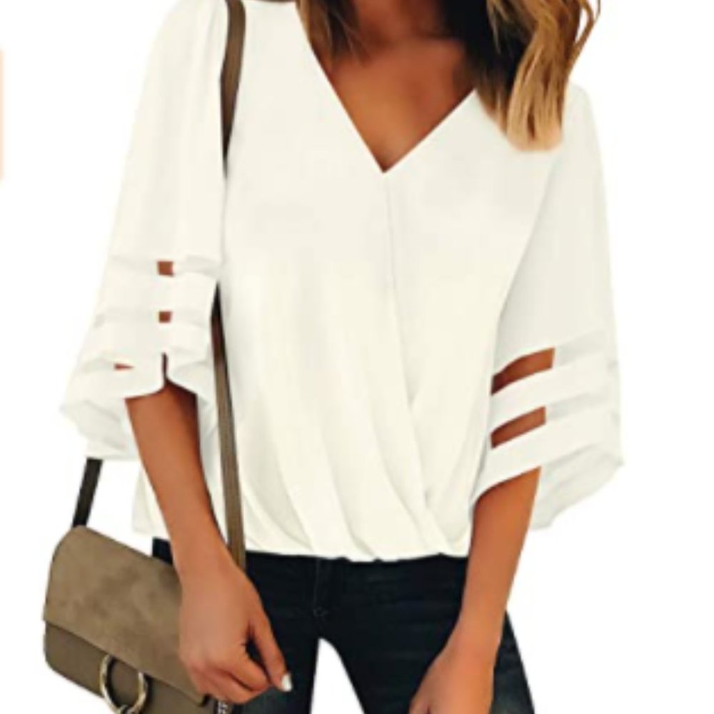 LookbookStore Womens Mesh Pane 3/4 Bell Sleeves